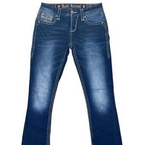 Rock Revival Vivian Bootcut Jeans Size 31 Mid Rise Curvy Stretch Denim